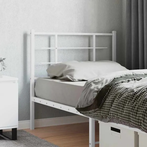 vidaXL 100 cm metal sengegavl hvid
