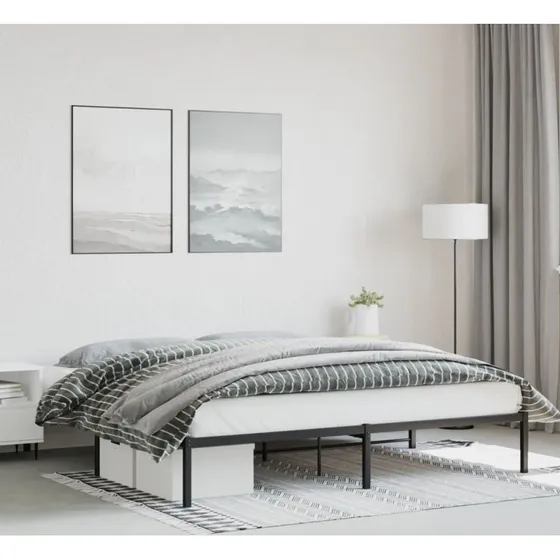 vidaXL Sengeramme 200x200 cm metal sort