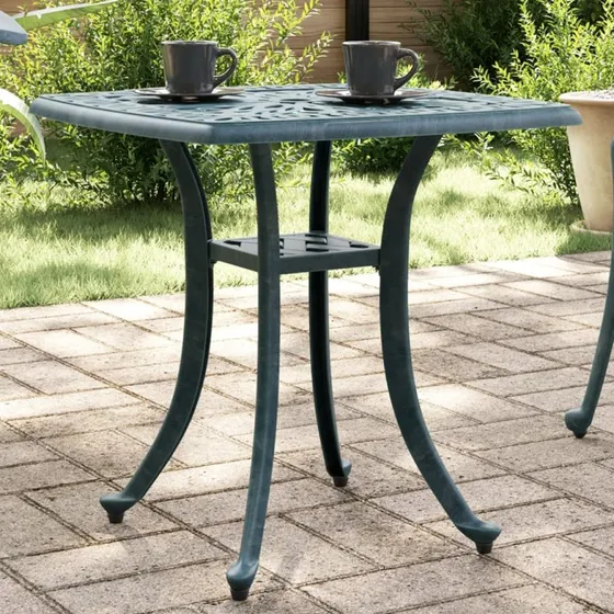 vidaXL havebord 53x53x53 cm støbt aluminium grøn