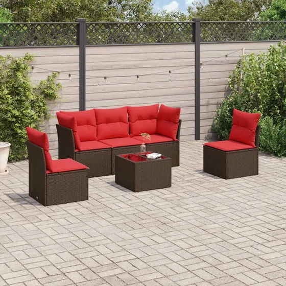 vidaXL 8-delssæt polyrattan brun med hynder