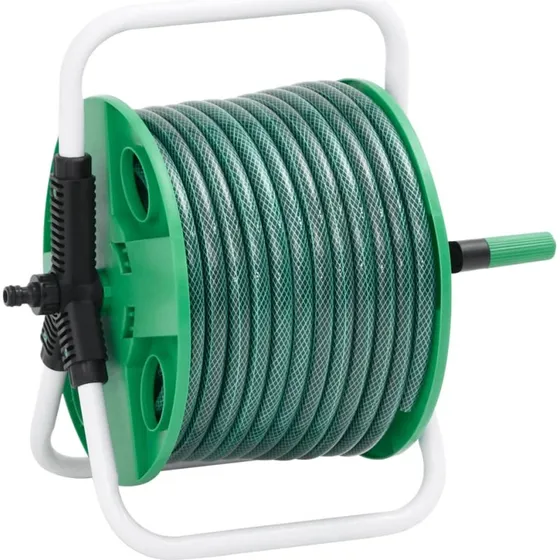 vidaXL fritstående slangetromle 20 m PVC grøn