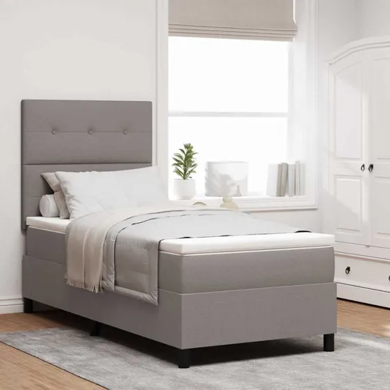 vidaXL Boxspring-seng med madras Gråbrun 90x200 cm