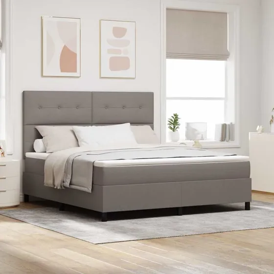 vidaXL Boxspring-seng med madras Gråbrun 180x200 cm