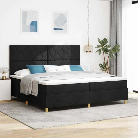 vidaXL Box spring seng med madras Sort 200x200 cm