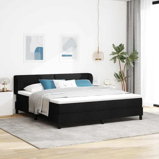 vidaXL Boxspring Seng med Madras, Sort, 180 x 200 cm