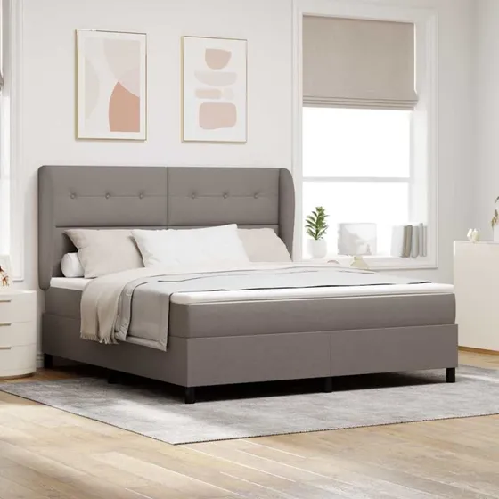 vidaXL Box spring seng med madras Gråbrun 180x200 cm