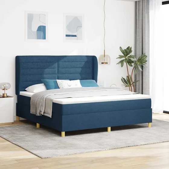 vidaXL Box spring seng med madras, blå, 200x180 cm