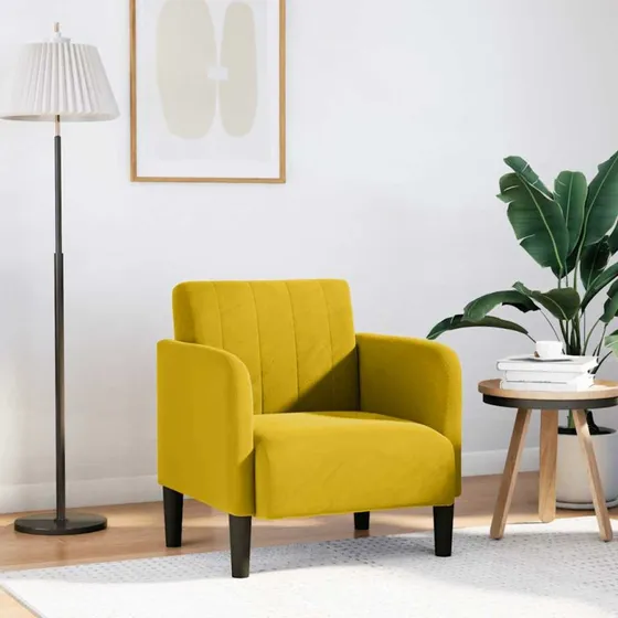 vidaXL Sofastol med armlæn 54 cm, fløjl gul
