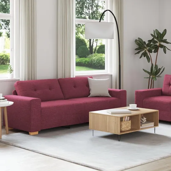Vinrød Sofa Sæt 2+3 Pers. 221 x 78 x 80 cm Stof