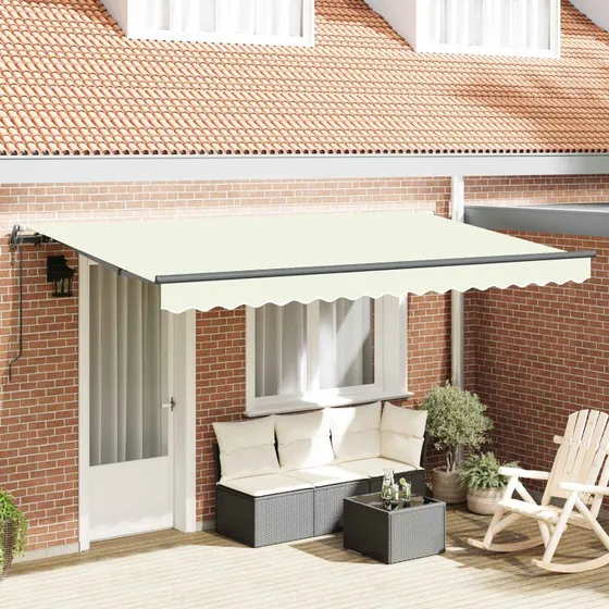 vidaXL Utrækkelig Markise Creme 350 x 200 cm Polyester & Aluminium
