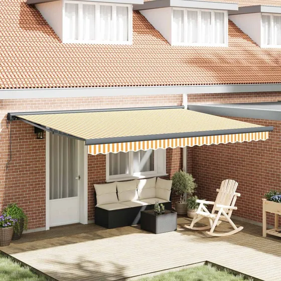 vidaXL Markise Orange og Hvid 450 x 300 x 165 cm