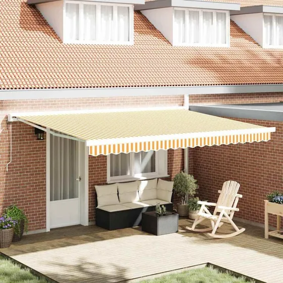 vidaXL Markise Orange og Hvid 450 x 300 x 165 cm