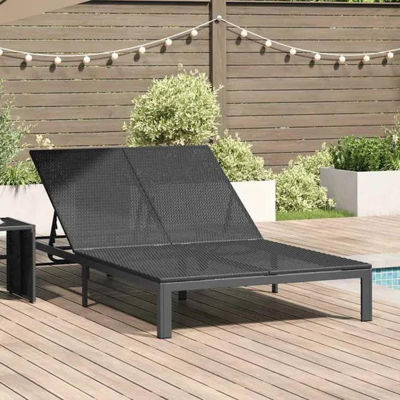 vidaXL Solseng Sort 206x115x75 cm PolyRattan