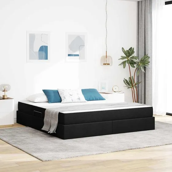 vidaXL Seng med opbevaring, 160 x 200 cm, sort