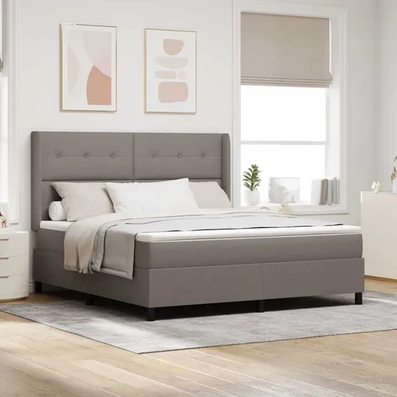 vidaXL Box spring seng med madras Gråbrun 200x180 cm