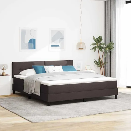 vidaXL Boxspring seng med LED, mørk brun, 180x200 cm