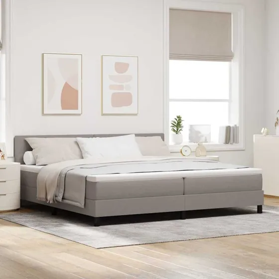vidaXL Boxspring Seng med LED Gråbrun 200x200 cm Stof