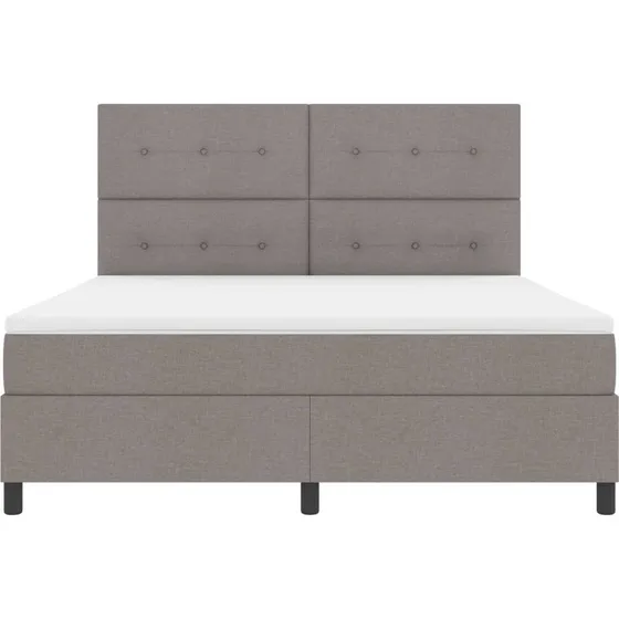 vidaXL Boxspring Seng med Madras og LED, Gråbrun, 180 x 200 cm