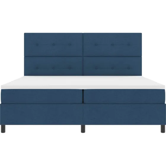 vidaXL Boxspring Seng 200 x 200 cm med LED-lys og madras, Blå