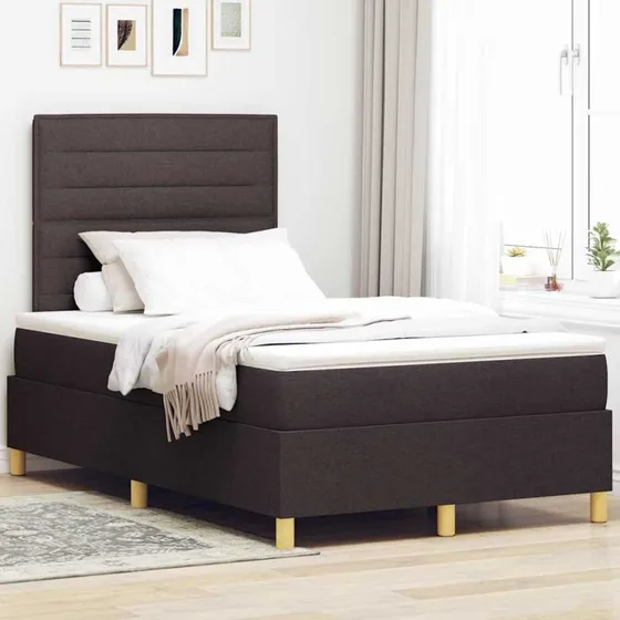 vidaXL LED Box Spring Bed Mørk Brun 120x190 cm