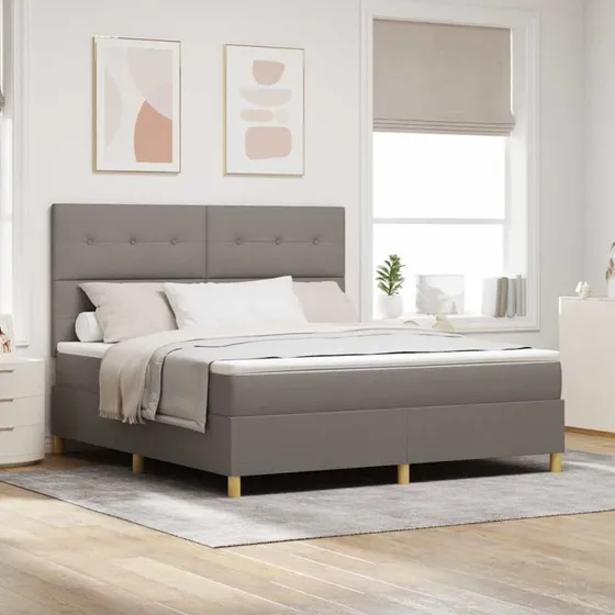 vidaXL LED Box Spring Bed med madras Gråbrun 180x200 cm