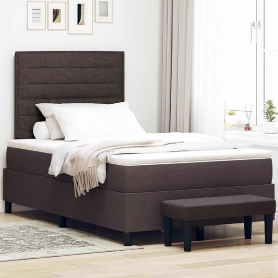 vidaXL Box Spring Seng Mørk Brun 120x190 cm med Justerbar Hovedgærd
