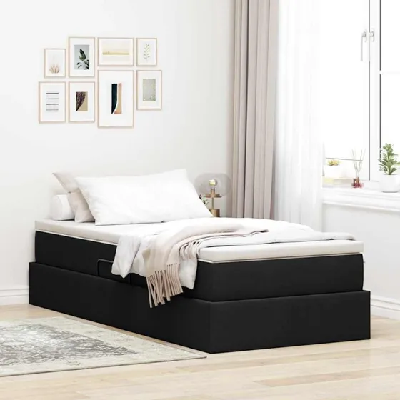 vidaXL Seng med opbevaring, 100 x 200 cm, Sort