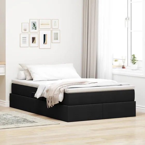 vidaXL Seng med opbevaring, 120 x 190 cm, Sort