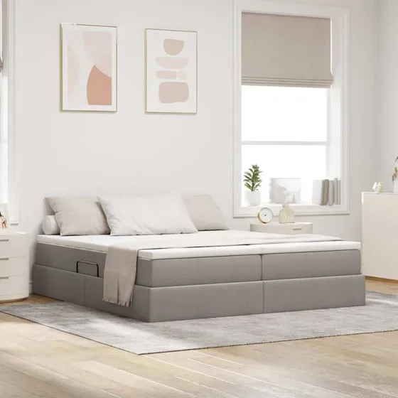 vidaXL Seng med opbevaring 200 x 200 cm Gråbrun