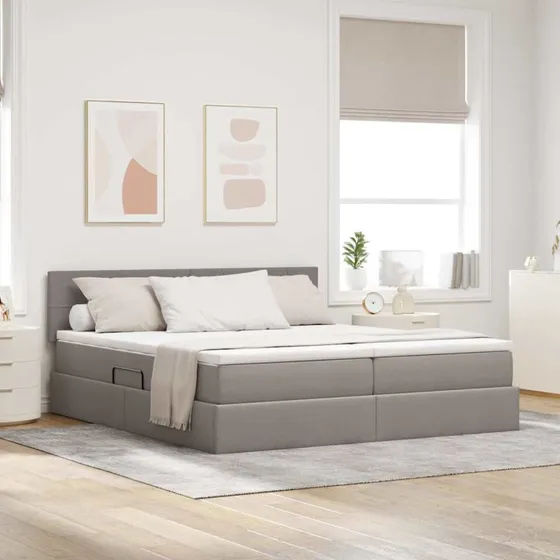 vidaXL Opbevaringsseng 180x200 cm Gråbrun Faux læder