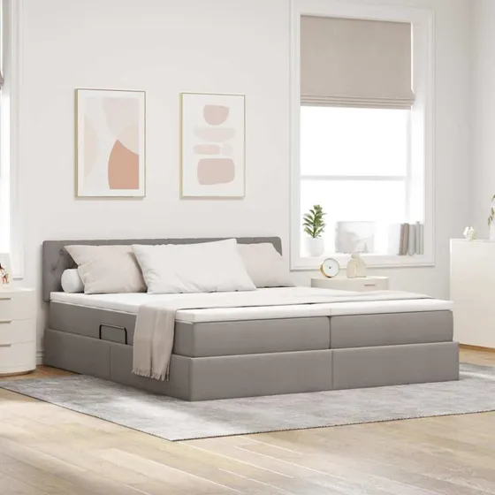 vidaXL LED-opbevarings seng 200 x 200 cm Gråbrun