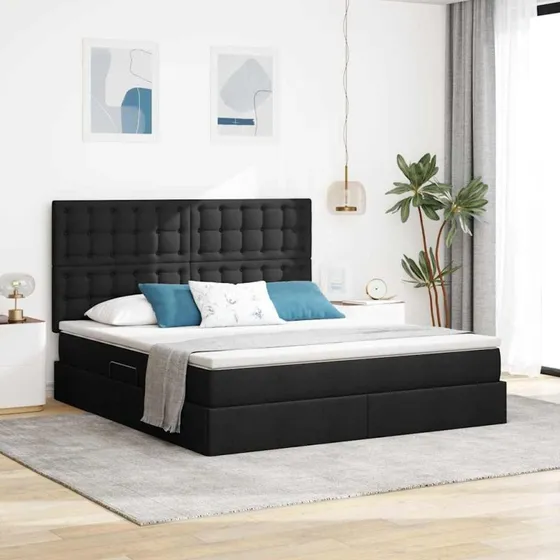 vidaXL Seng med opbevaring, 160 x 200 cm, sort