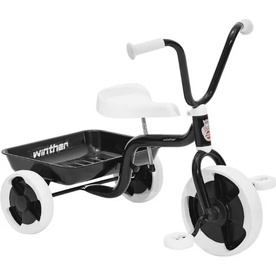 Winther klassisk trehjuler med tiplad, sort