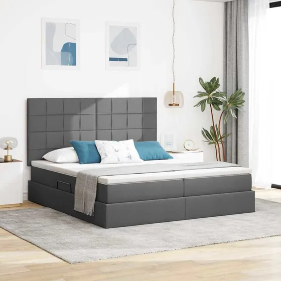 vidaXL Opbevaringsseng 200 x 200 cm Mørkegrå