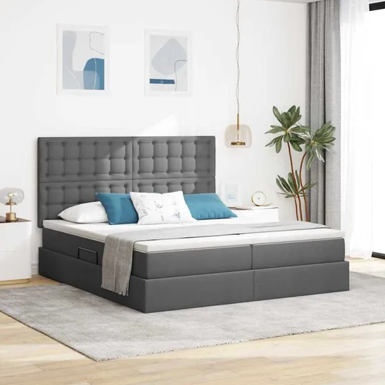 vidaXL Opbevaringsseng 200 x 200 cm Mørkegrå