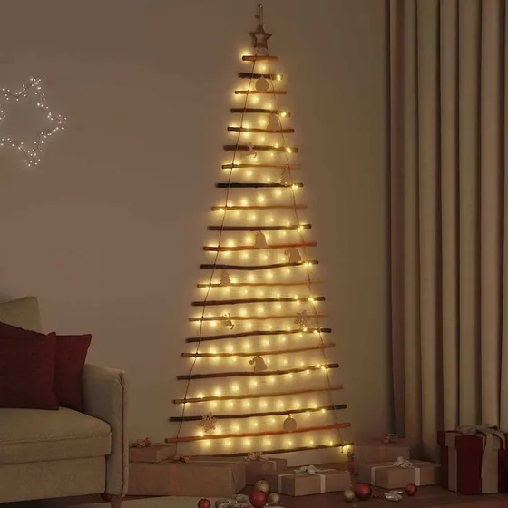 vidaXL Juletræ 210 cm med 130 LED'er, naturfarvet asketræ