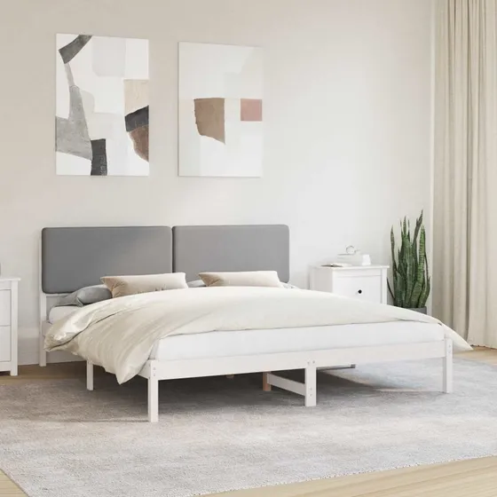 vidaXL Sengestel med Polstret Hovedgavl Lysegrå 200x200 cm