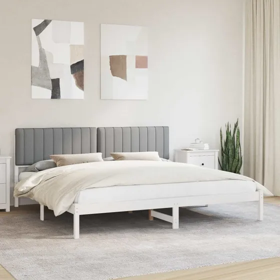vidaXL Sengestel med Polstret Hovedgavl Lysegrå 200x200 cm