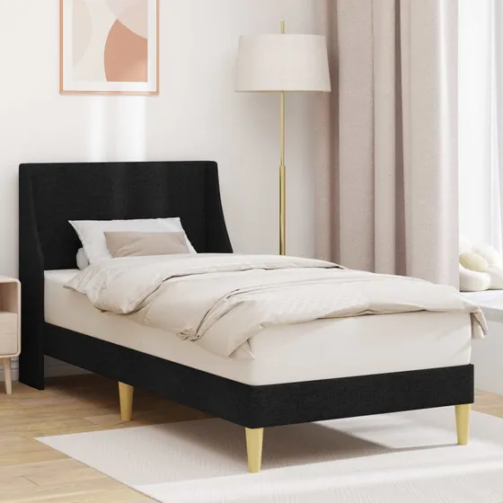 vidaXL Sengestel Sort 100 x 200 cm med Hovedgærde