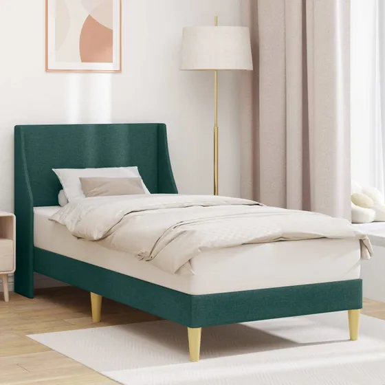 vidaXL Sengestel Mørkegrøn 100 x 200 cm med Hovedgærde