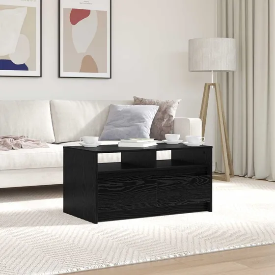 vidaXL Sofabord med skuffe, sort, 90 x 50 x 45 cm, konstrueret træ