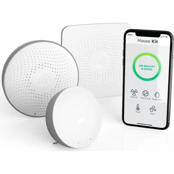 Airthings WiFi Multiroom House Starter Kit – Radon, Luftkvalitet, Temperatur, Fugtighed