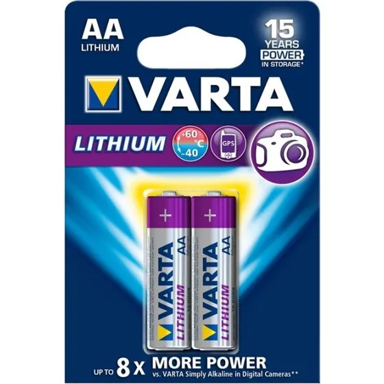 Varta Ultra Lithium AA 2900 mAh 2-stk. Grå/Sølv