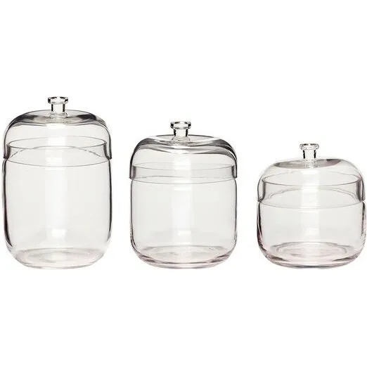 Hübsch Fill Opbevaringsglas Klar, sæt af 3 (H15/18/20xØ13 cm)