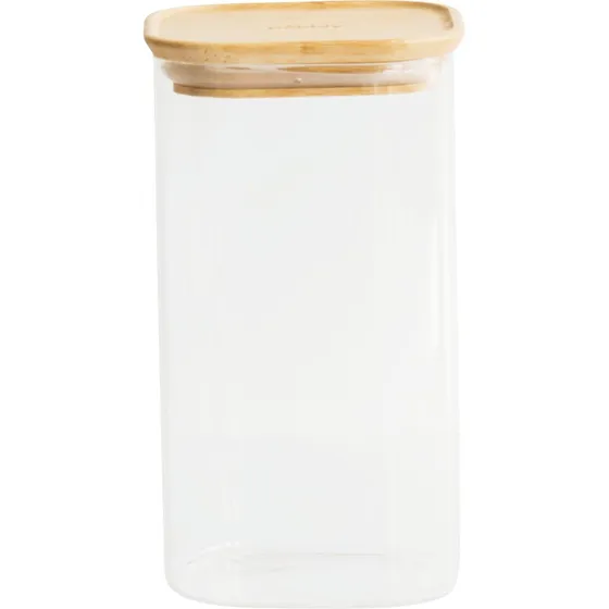 Pebbly lufttæt glasbeholder med bambuslåg