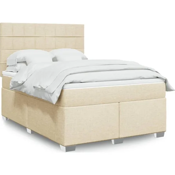 vidaXL Kontinentalseng 140x190 cm Creme med Pocketmadras