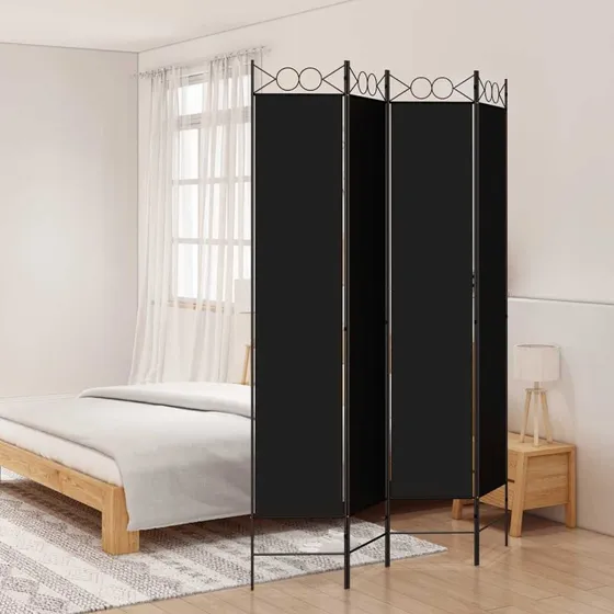 vidaXL 4-panels rumdeler 160x220 cm stof sort