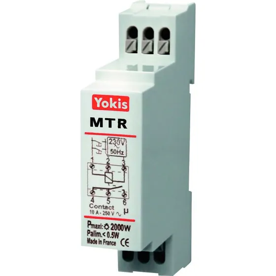 Yokis DIN-skinne 2000W toggle/tidsrelæ, 230VAC