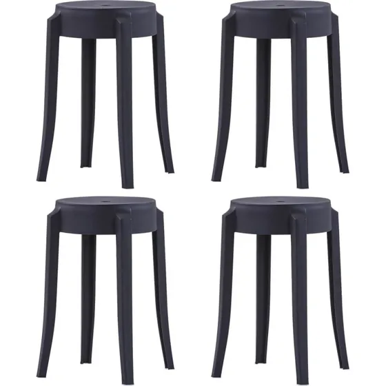 vidaXL Stabelbare Taburetter 4 stk. Sort Plastik