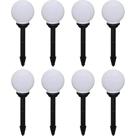 vidaXL 8 stk. LED-havelamper 15 cm med jordspyd og genopladelige batterier